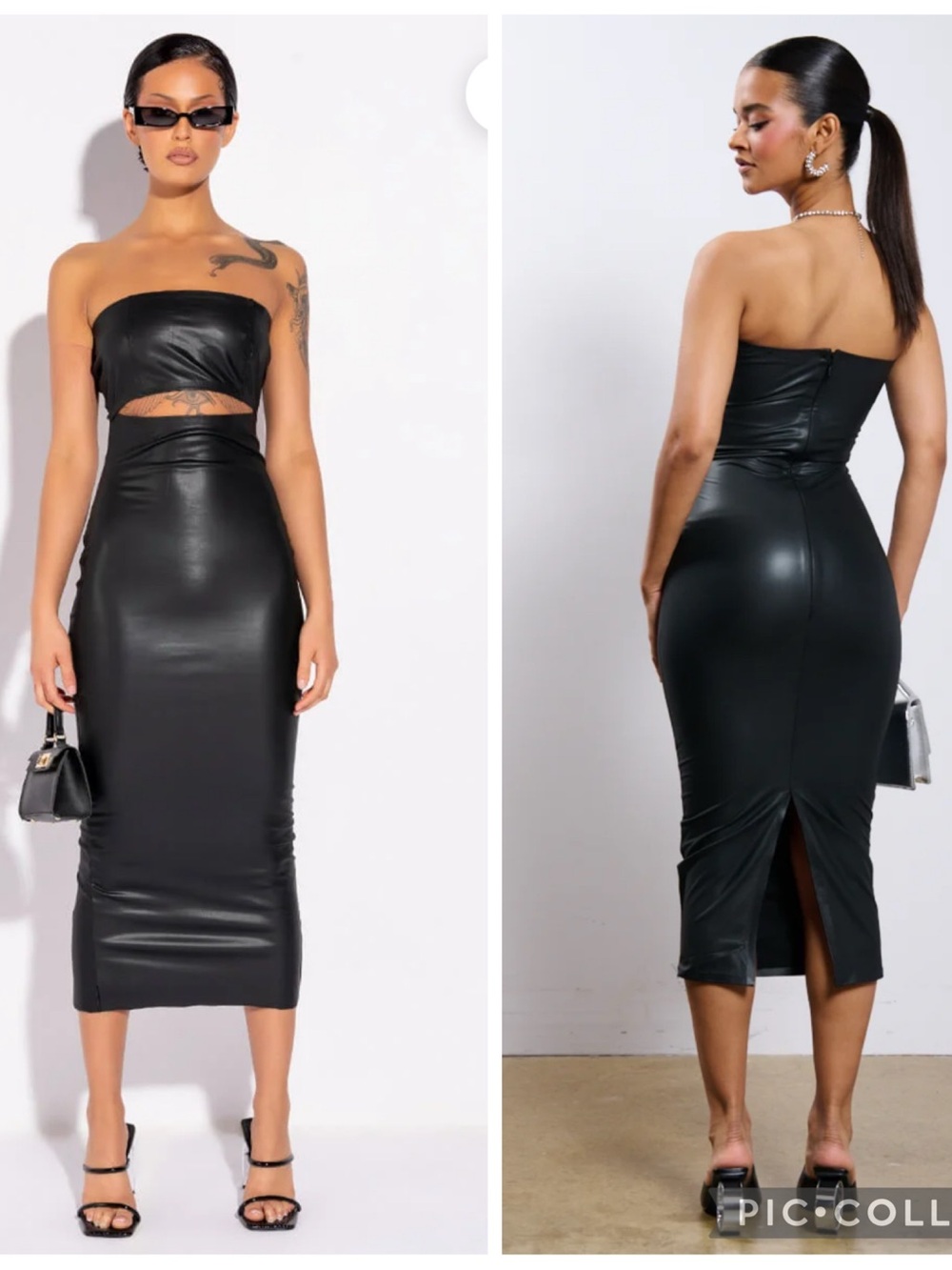 AKIRA Pretty Lady Pleather Midi Dress With Cut Out size M